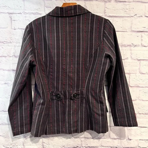 Woolrich Size XS Cotton Vintage Striped Blazer Jacket Grey Collar Button Front - Picture 2 of 11